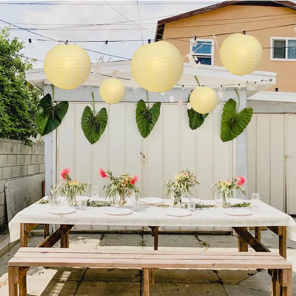 10 Inch Lemon Yellow Chiffon Parallel Ribbing Round Paper Lantern