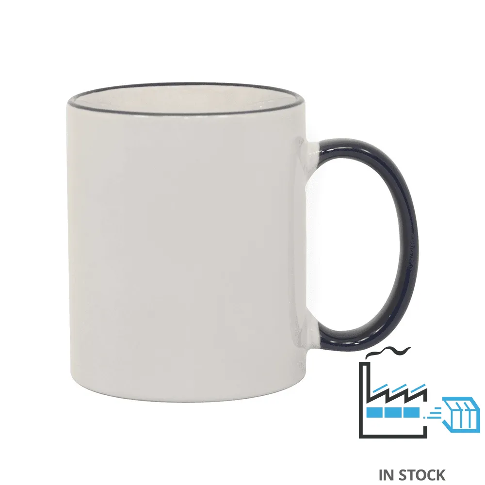 11 oz Rim & Handle Colored Mug - Blue