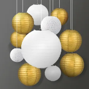 11-pc Gold / White New Year's Eve Celebration Party Pack Paper Lantern Combo Set