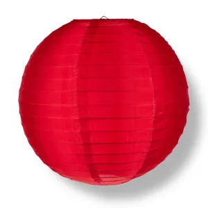 12 Inch Red Shimmering Nylon Lantern, Parallel Ribbing, Durable, Hanging