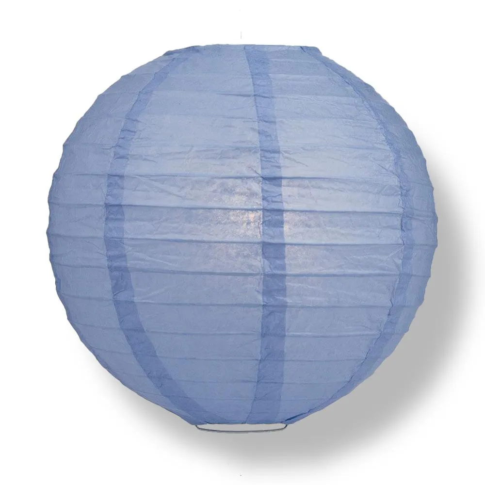 12 Inch Serenity Blue Parallel Ribbing Round Paper Lantern