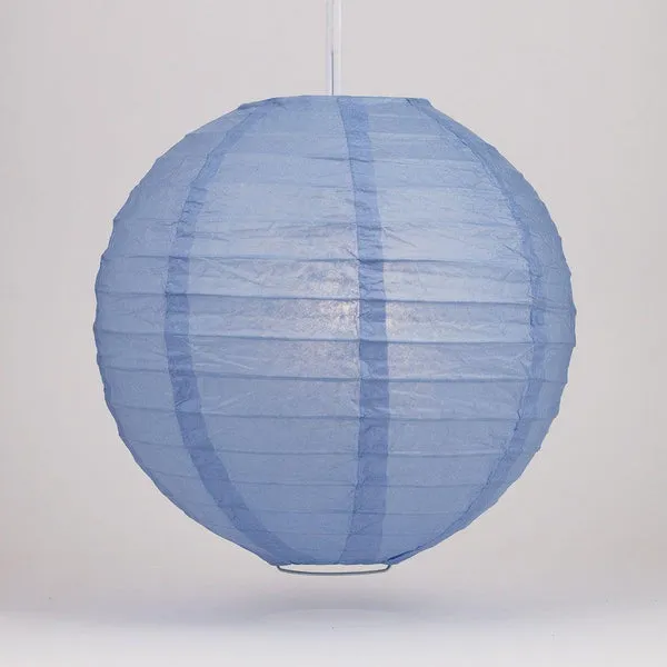 12 Inch Serenity Blue Parallel Ribbing Round Paper Lantern