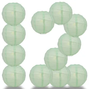 12 PACK |  Cool Mint Green Crisscross Ribbing, Hanging Paper Lantern Combo Set