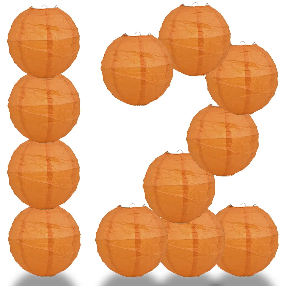 12 PACK | Persimmon Orange Crisscross Ribbing, Hanging Paper Lantern Combo Set