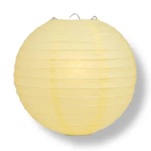 12" Lemon Yellow Chiffon Round Paper Lantern, Even Ribbing, Chinese Hanging Wedding & Party Decoration