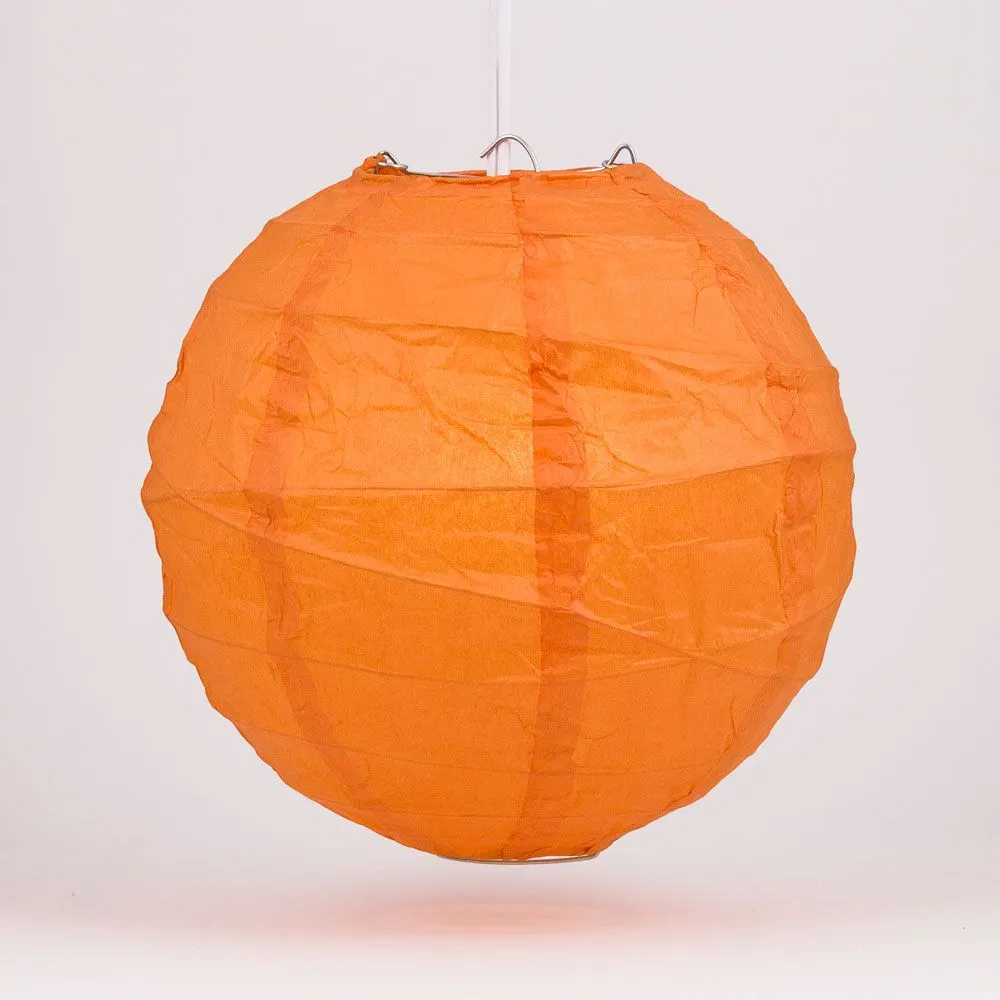 12" Persimmon Orange Round Paper Lantern, Crisscross Ribbing, Chinese Hanging Wedding & Party Decoration