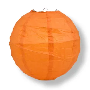 12" Persimmon Orange Round Paper Lantern, Crisscross Ribbing, Chinese Hanging Wedding & Party Decoration