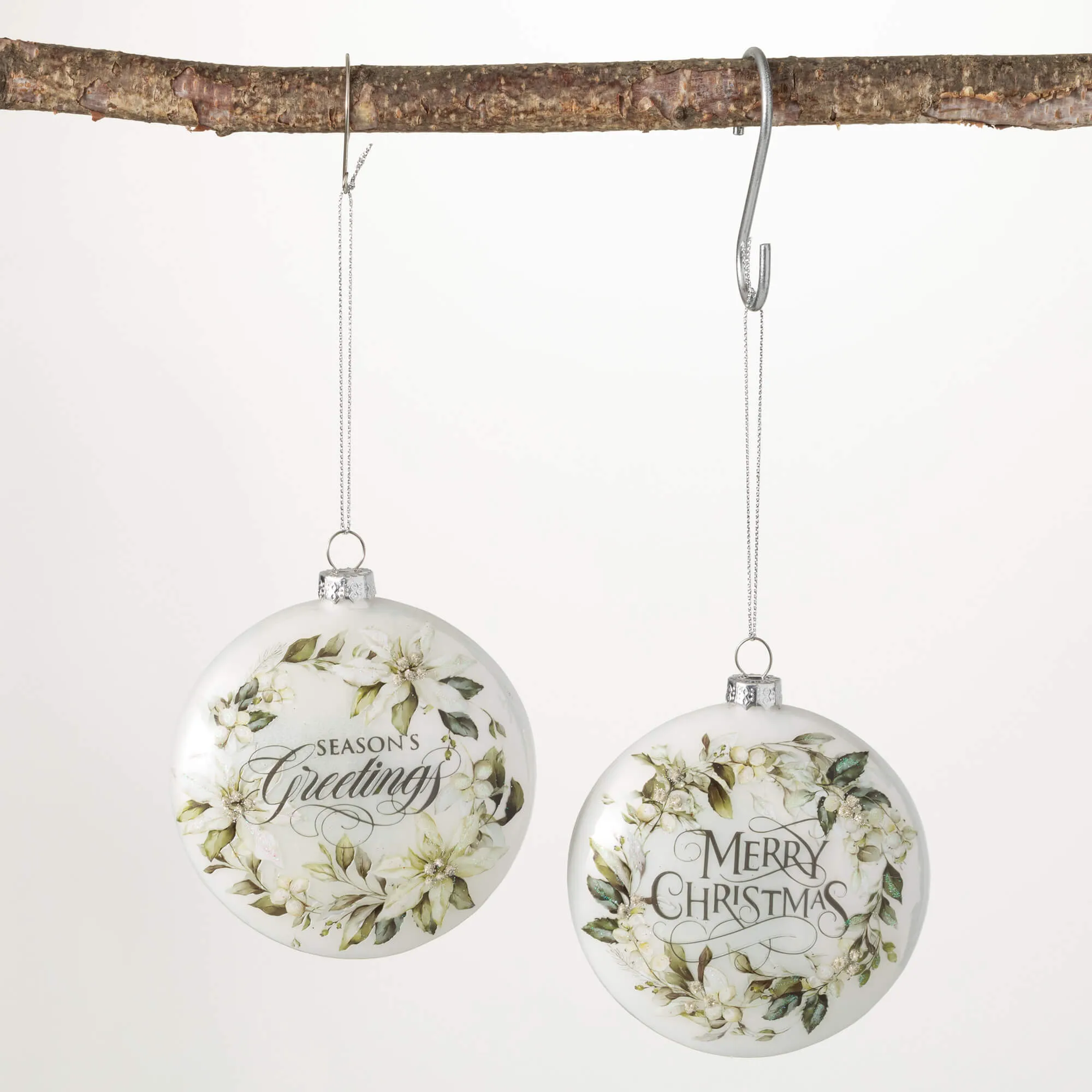 4.5"H Sullivans Floral Christmas Ornament - Set of 2, Multicolored Christmas Ornaments