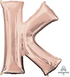 Anagram - 34" Letter 'K' Mylar Balloon - Rose Gold