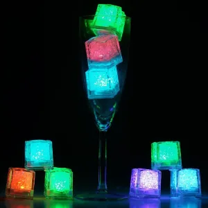 Automatic Submersible Waterproof  LED Ice Cubes RGB for Vase Wedding Party Fish Tank -Assorted-12pcs