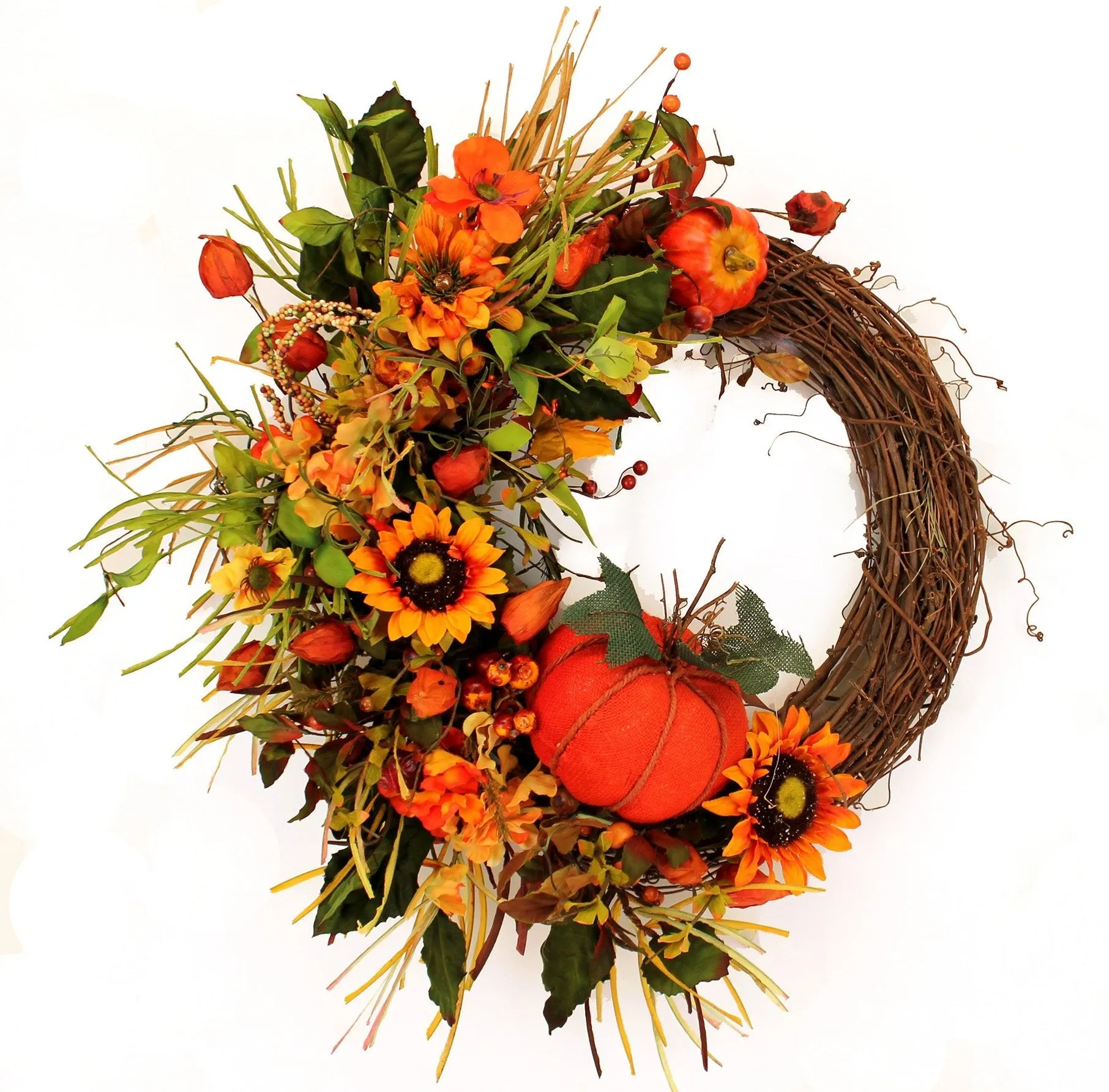 Autumn Harvest Decorative Fall Front Door Wreath (23 inch