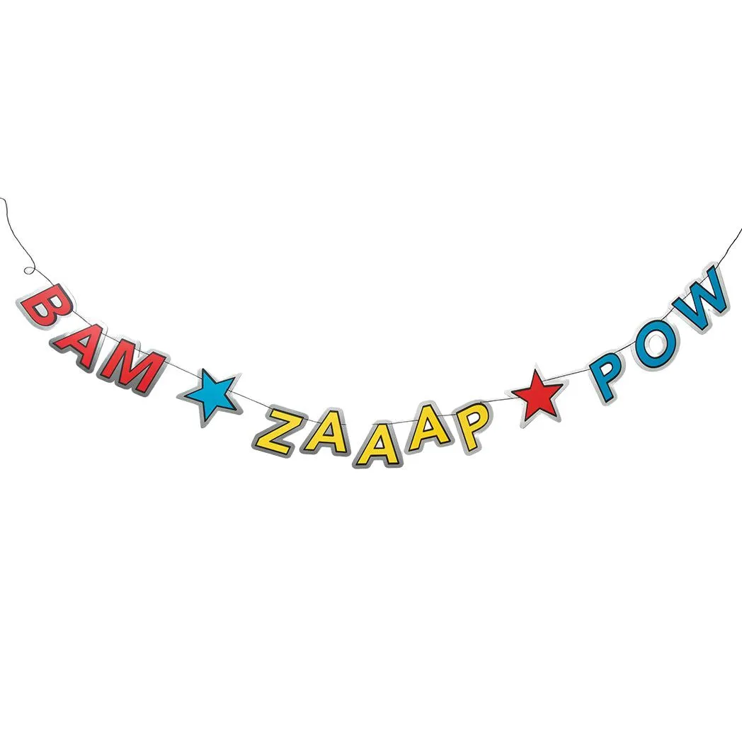 Bam! Zaaap! Pow! Banner Superhero Theme Party