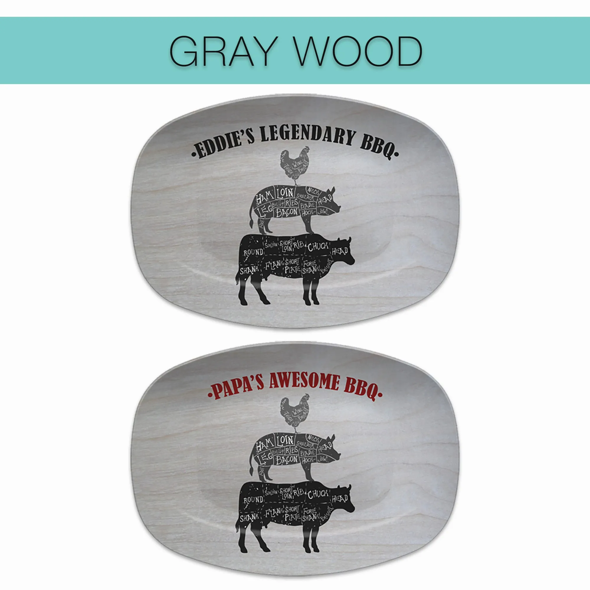 BBQ Butcher Cuts Cow Chicken Pig - Custom Personalized Platter