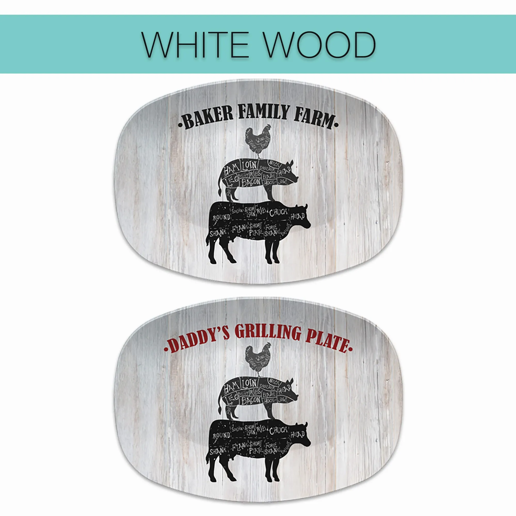 BBQ Butcher Cuts Cow Chicken Pig - Custom Personalized Platter