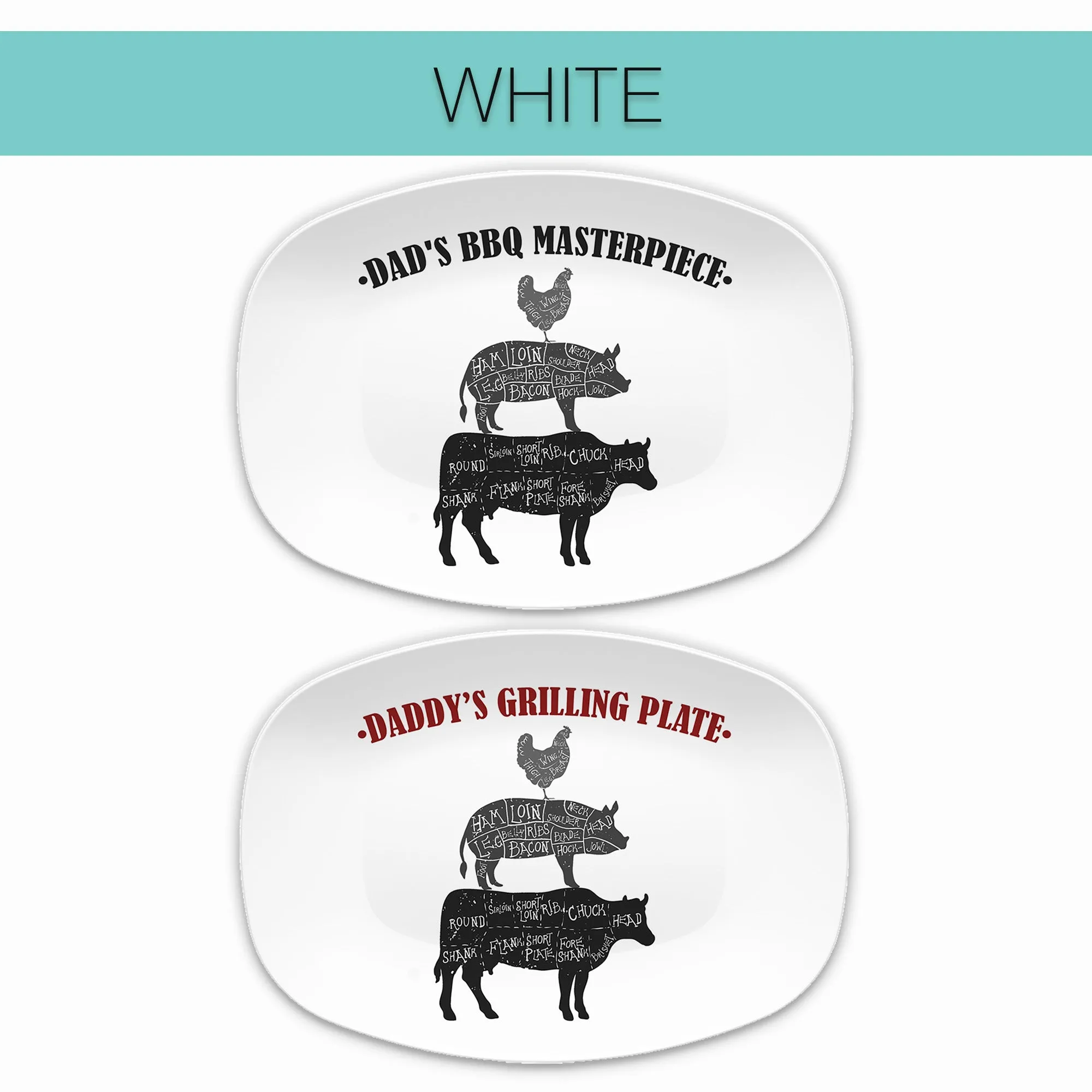 BBQ Butcher Cuts Cow Chicken Pig - Custom Personalized Platter