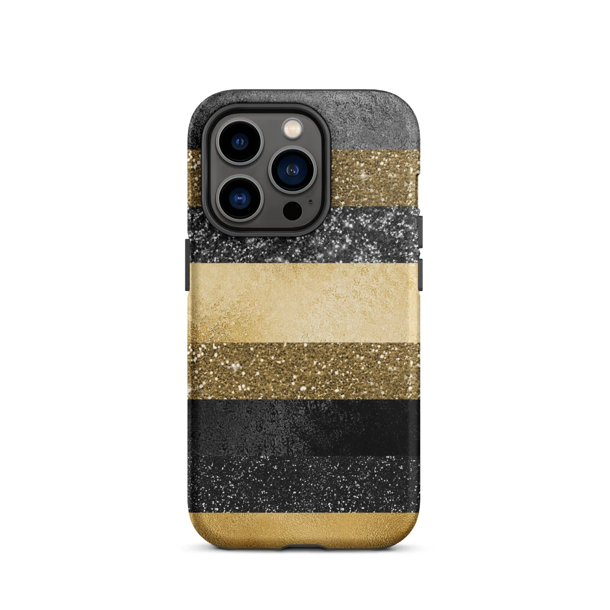 Black/Gold Glitter Stripes iPhone Case - KBB Exclusive