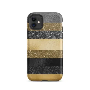 Black/Gold Glitter Stripes iPhone Case - KBB Exclusive