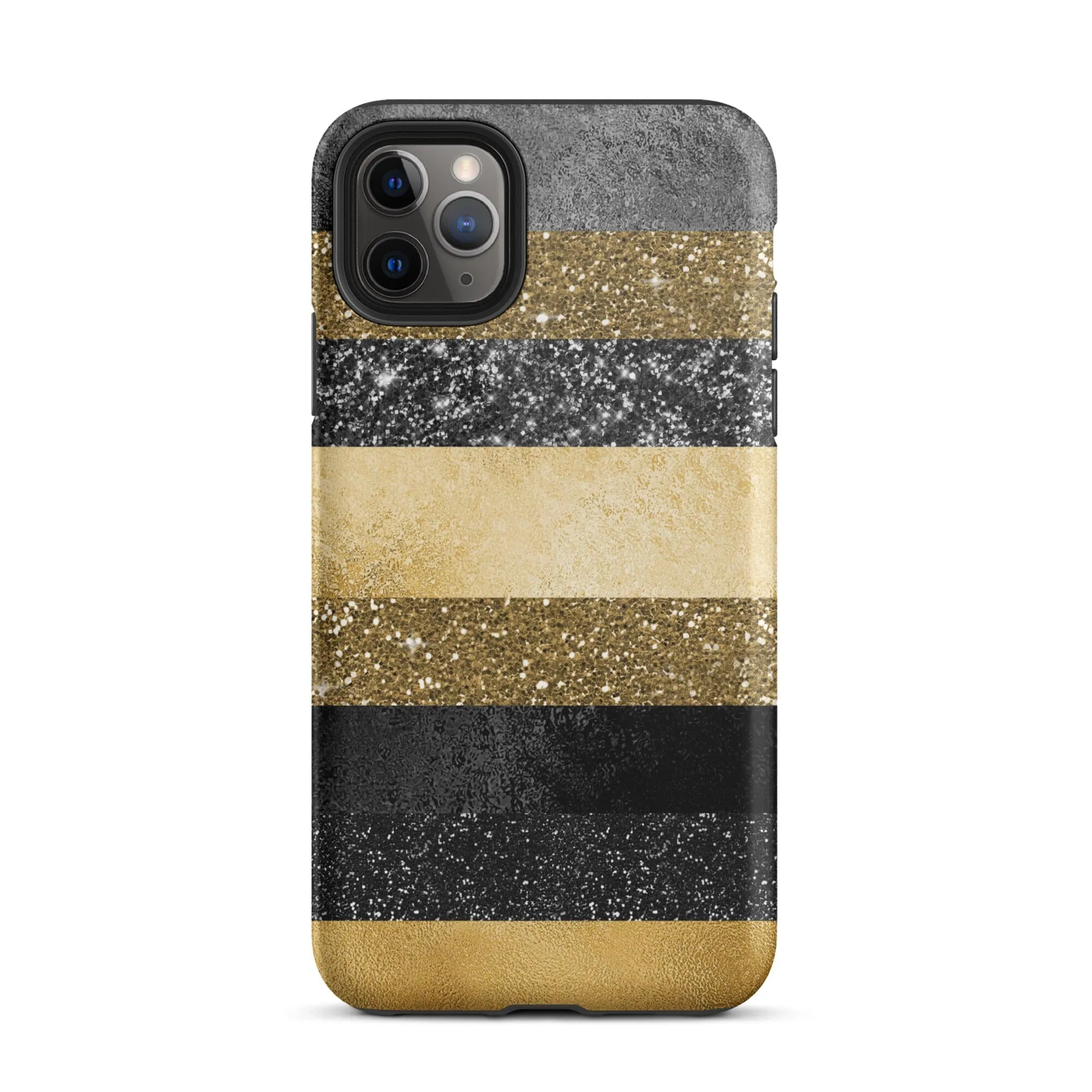 Black/Gold Glitter Stripes iPhone Case - KBB Exclusive