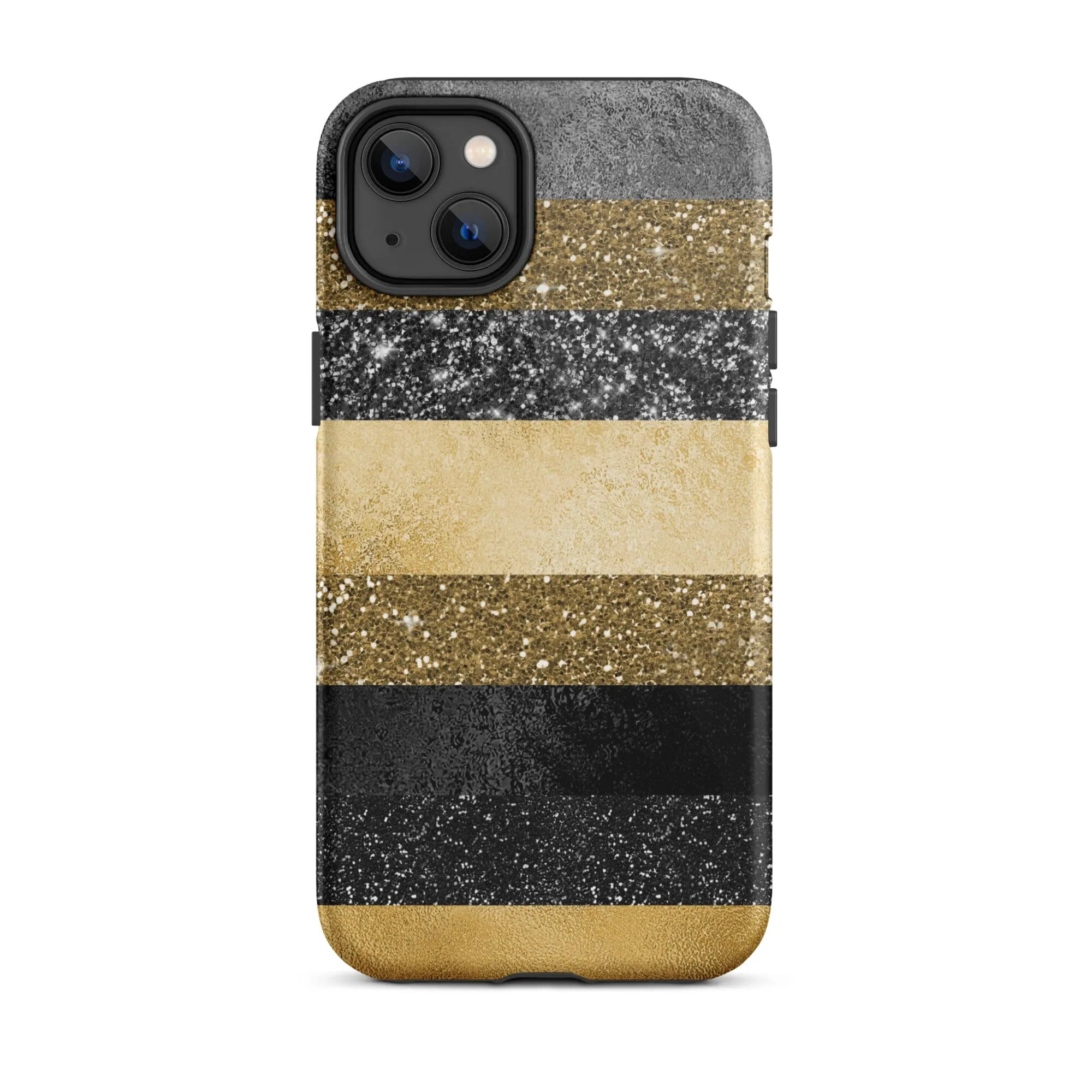 Black/Gold Glitter Stripes iPhone Case - KBB Exclusive