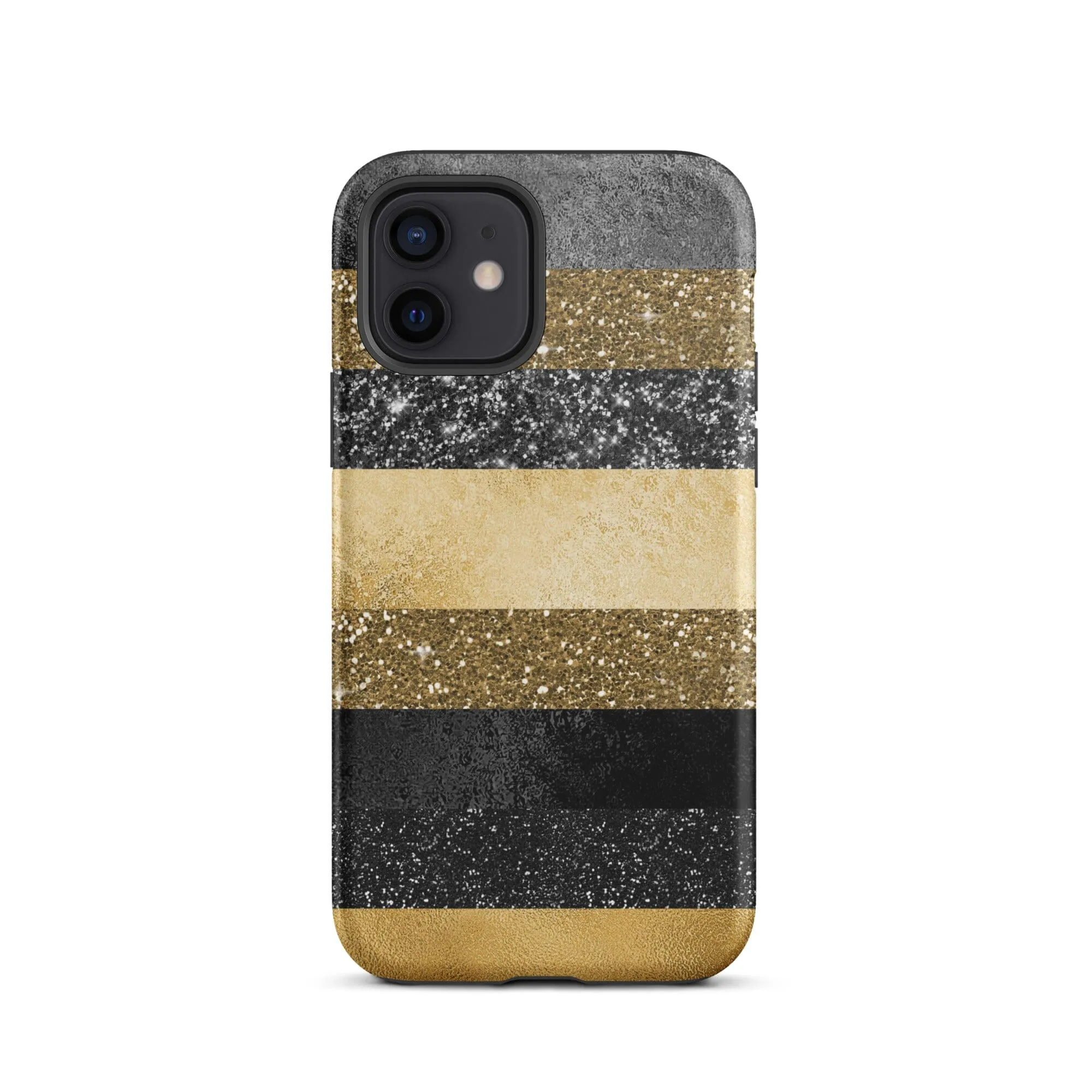 Black/Gold Glitter Stripes iPhone Case - KBB Exclusive