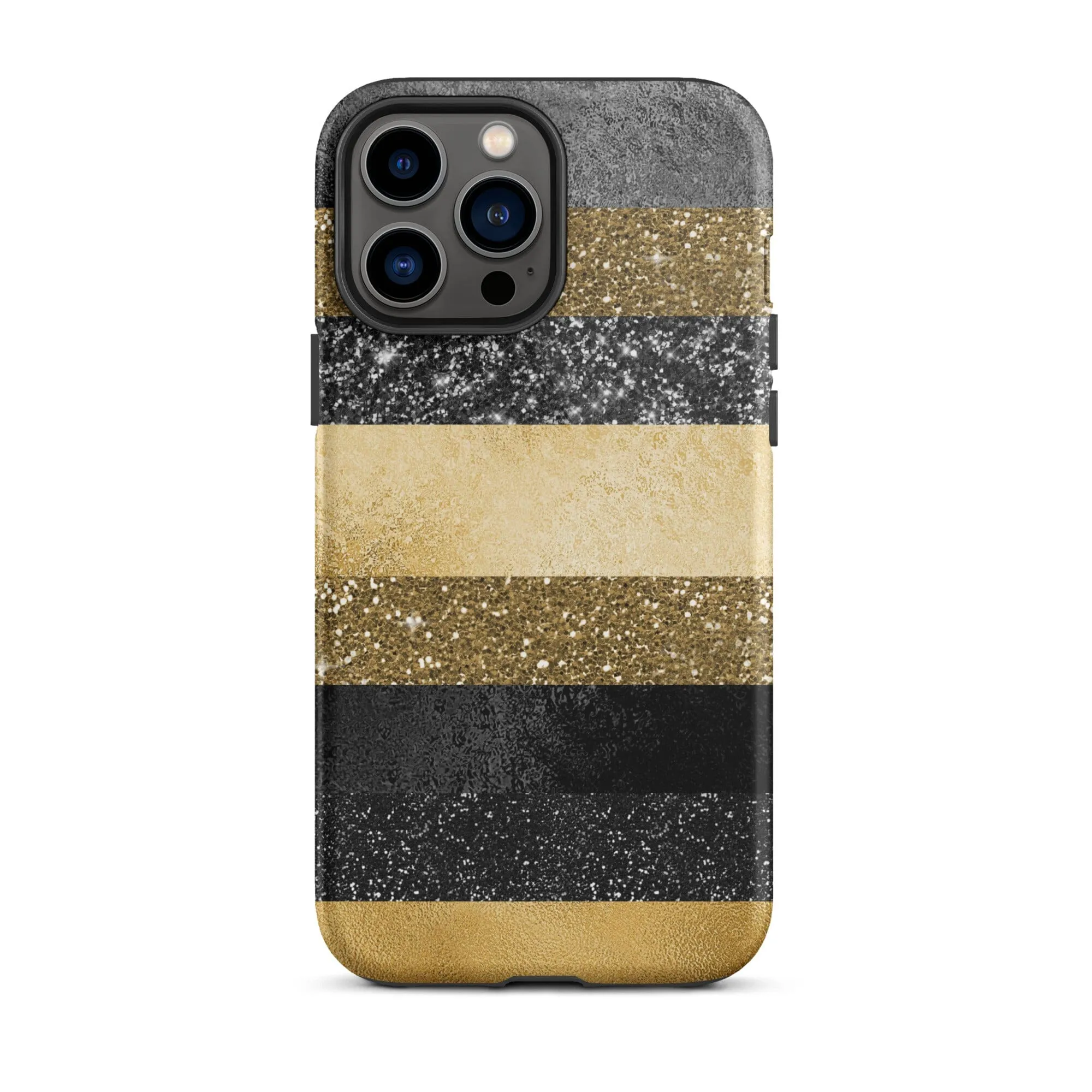 Black/Gold Glitter Stripes iPhone Case - KBB Exclusive