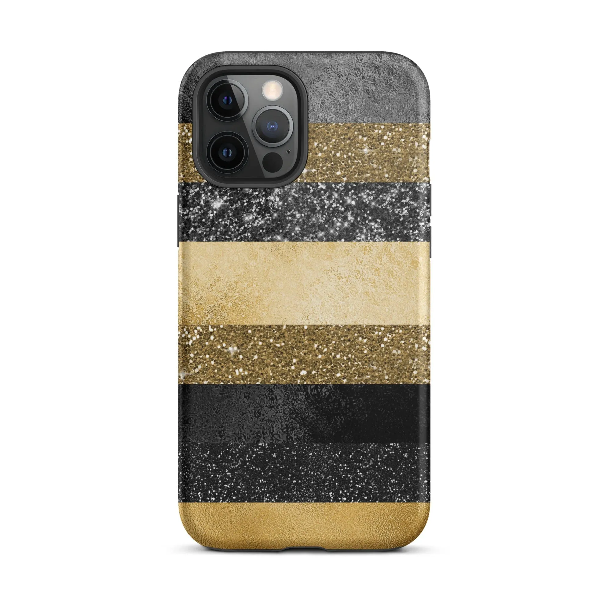 Black/Gold Glitter Stripes iPhone Case - KBB Exclusive