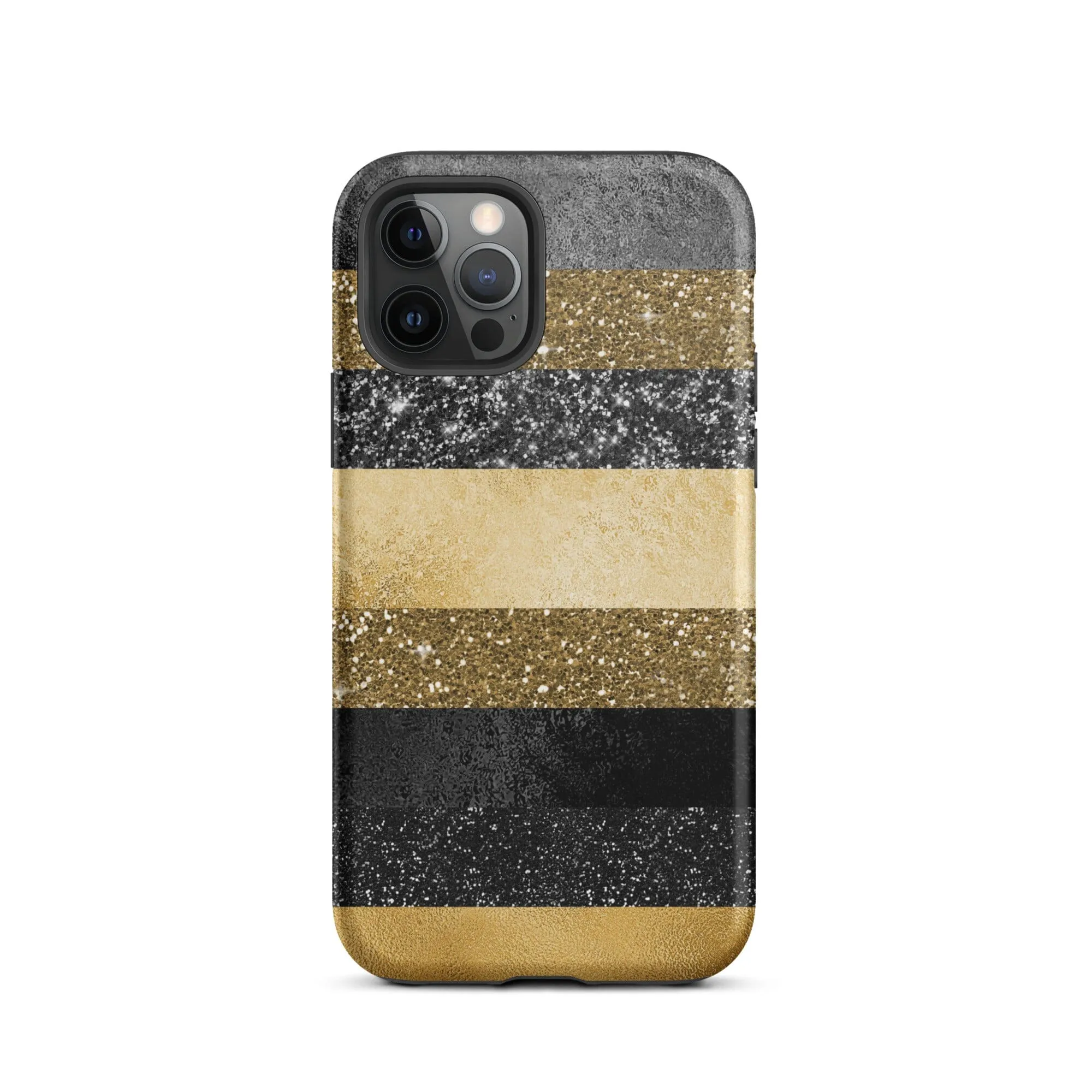 Black/Gold Glitter Stripes iPhone Case - KBB Exclusive