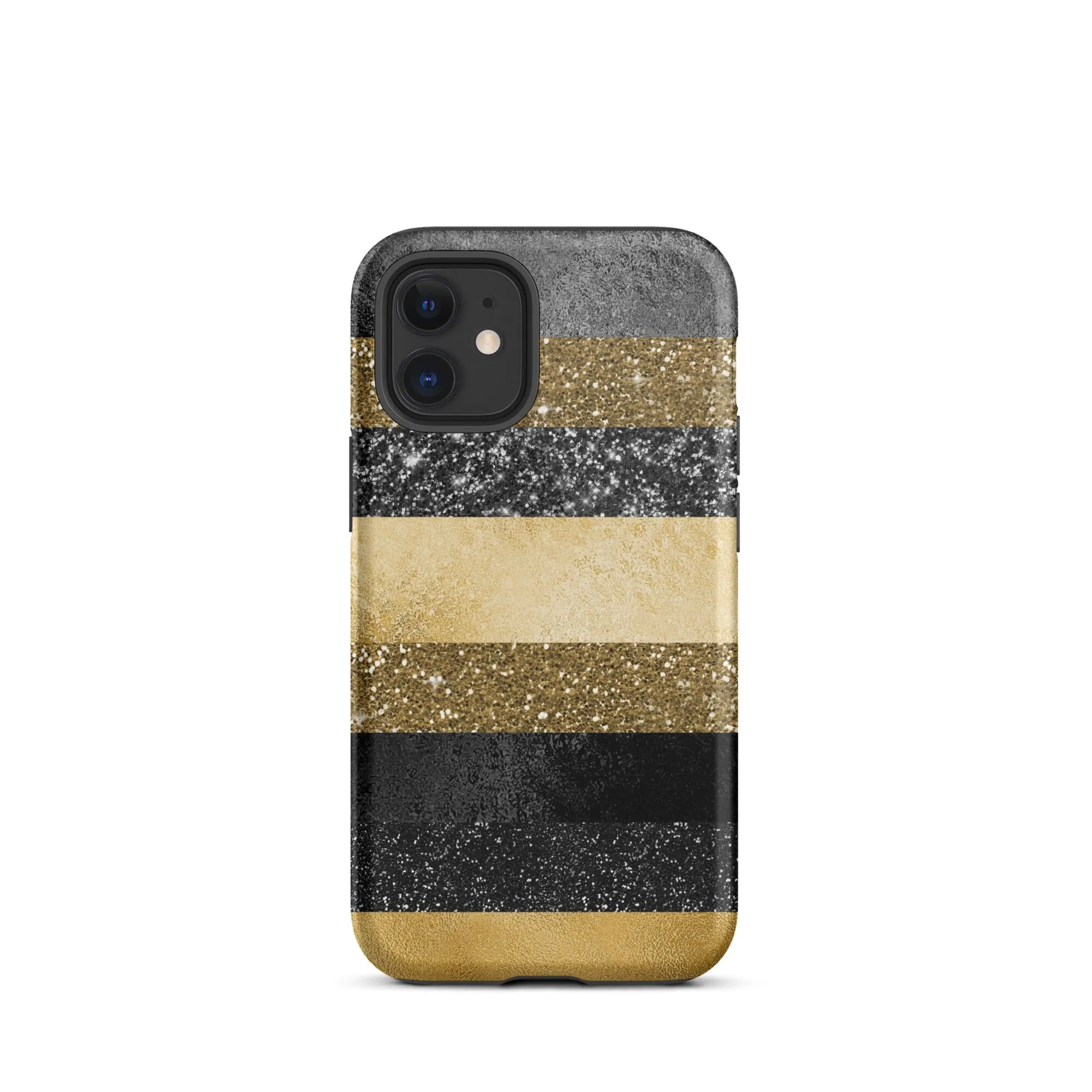 Black/Gold Glitter Stripes iPhone Case - KBB Exclusive