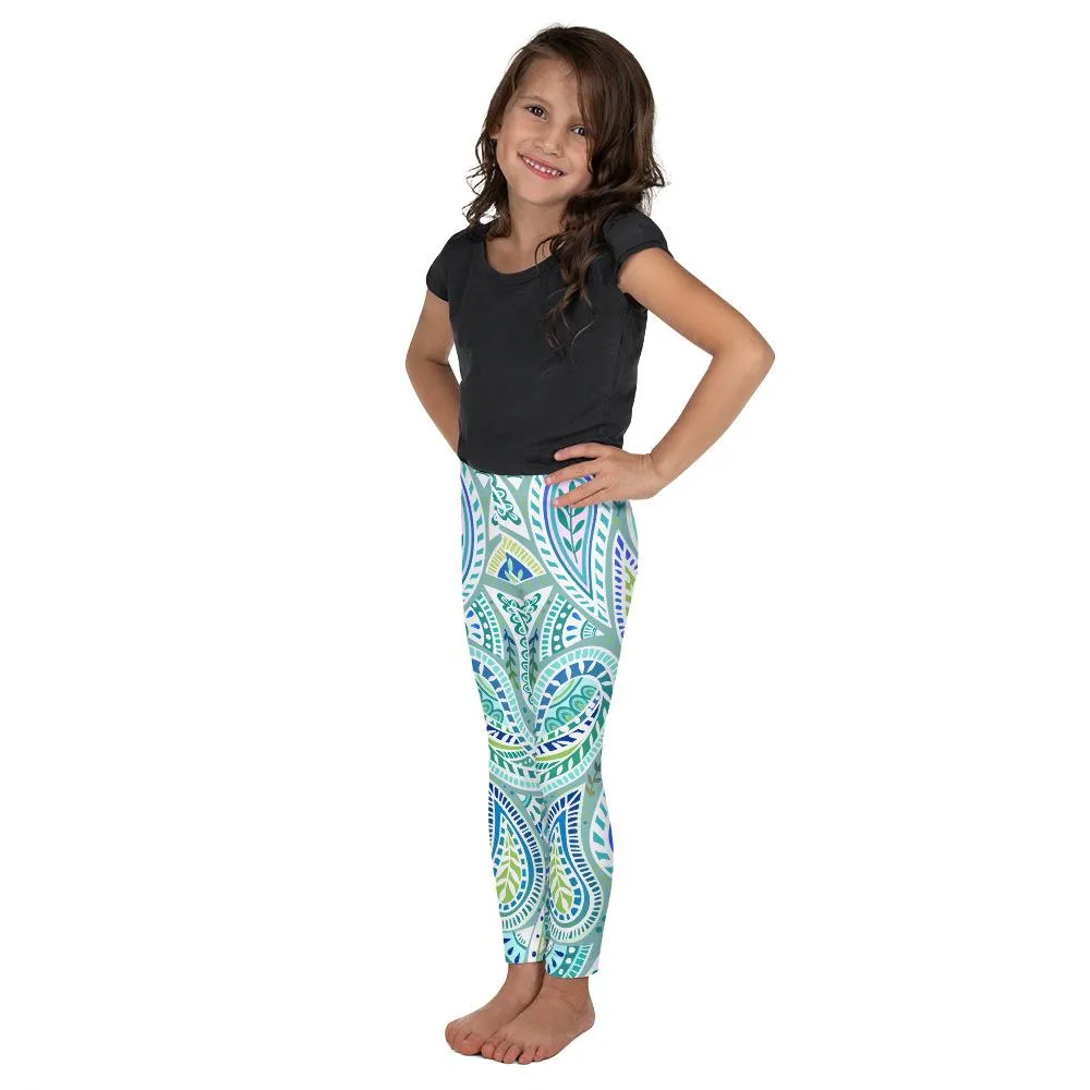 Blue and Green Paisley Kid's Leggings