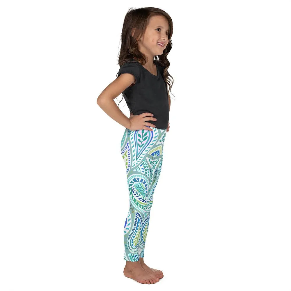 Blue and Green Paisley Kid's Leggings