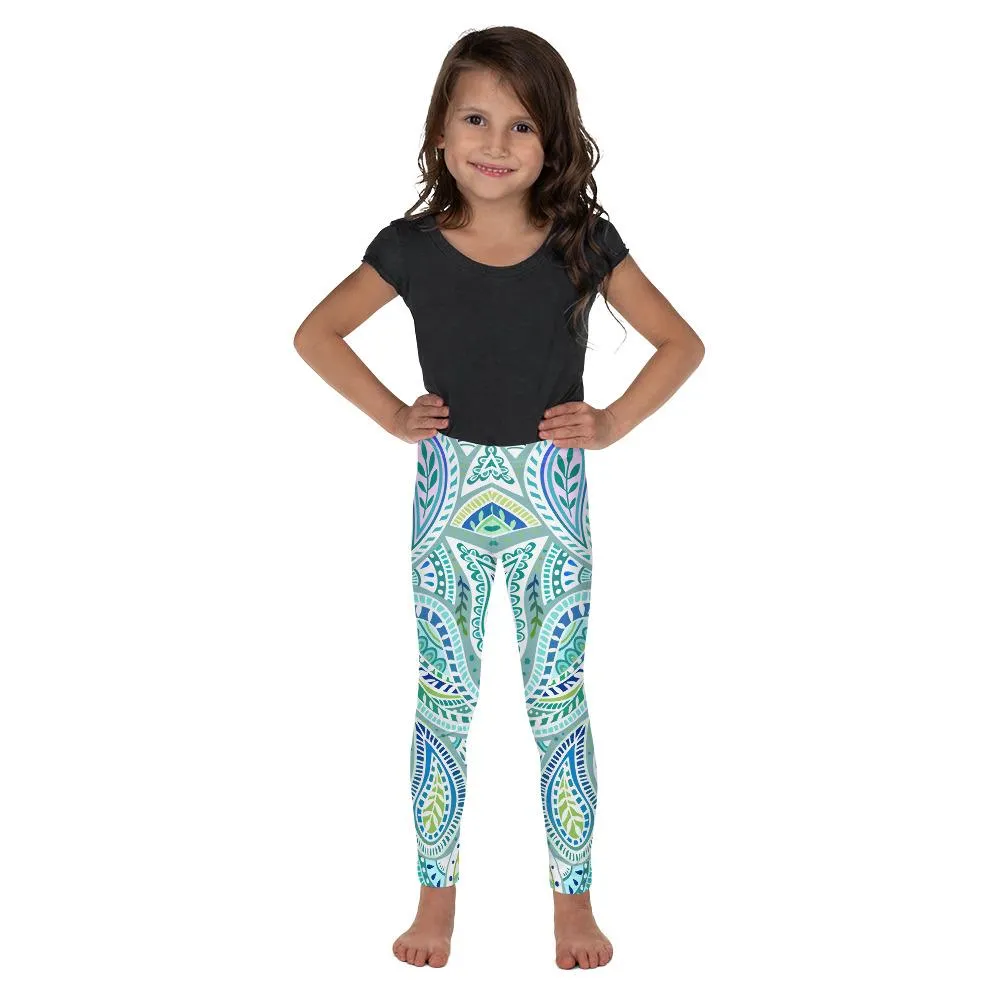 Blue and Green Paisley Kid's Leggings