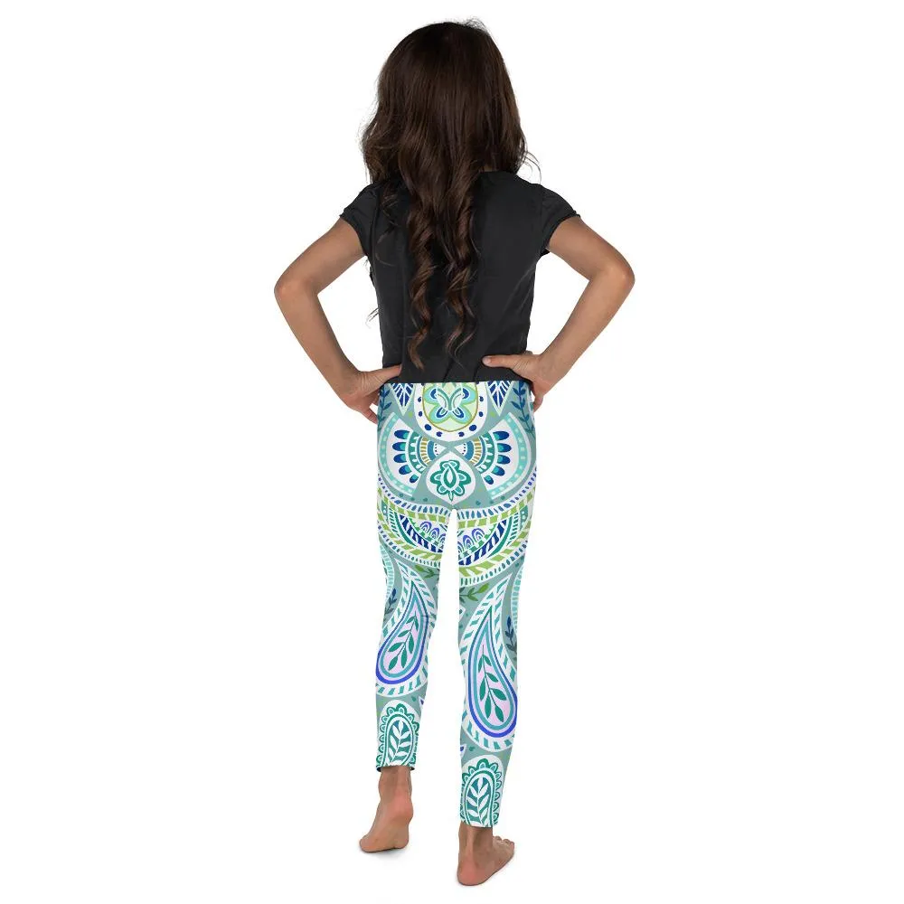 Blue and Green Paisley Kid's Leggings