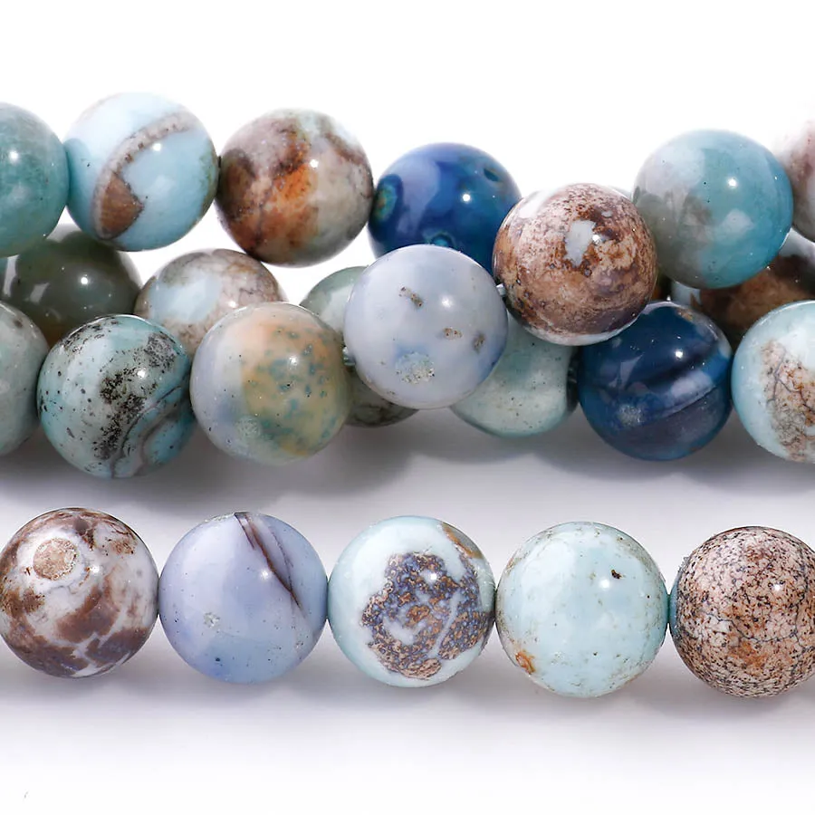 Blue Purple Terra Agate 8mm Round 15-16 Inch