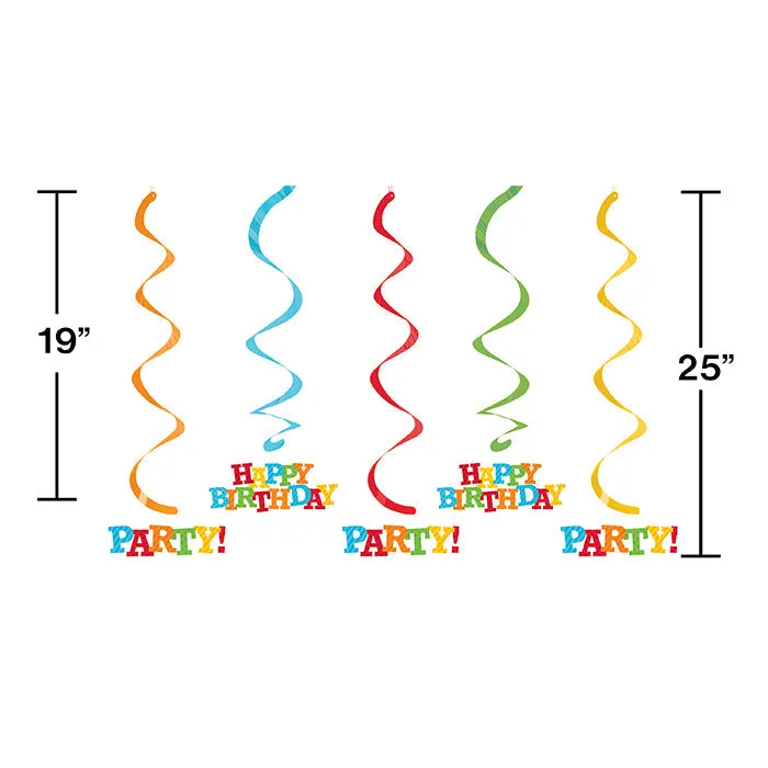 Bulk Happy Birthday Swirl Decorations (30 per Case)