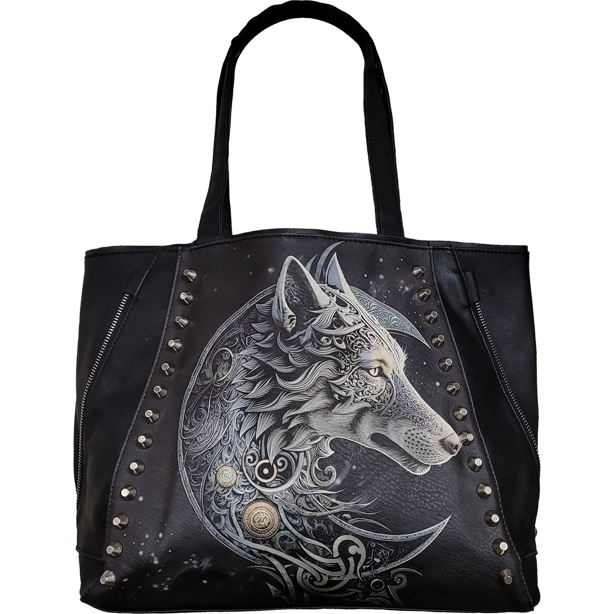 CELTIC WOLF - Tote Bag - Top quality PU Leather Studded