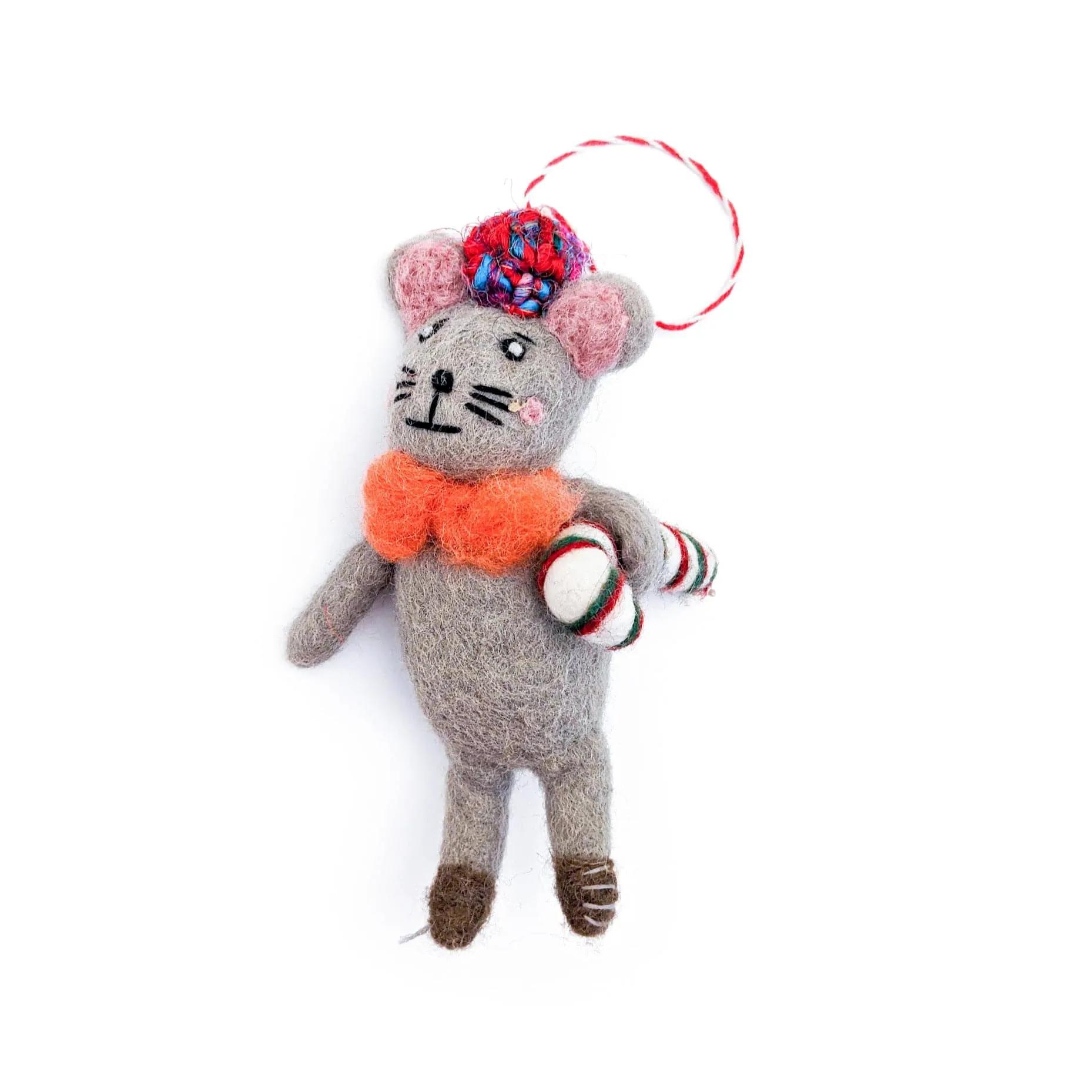 Cesar the Candy Cane Mouse Eco Ornament