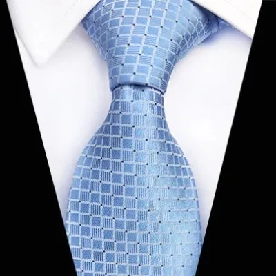 Classy Men Classic Sky Blue Mini Check Silk Tie