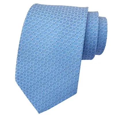 Classy Men Classic Sky Blue Mini Check Silk Tie