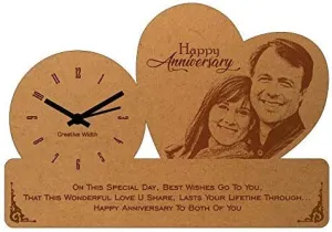 Creative Width Decor Personalised Birthday Message Engraved Table Clock - (Beige, 8 x 5.5 inch)