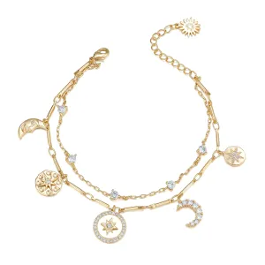 CZ Gold Layered Bracelet - Love By the Moon