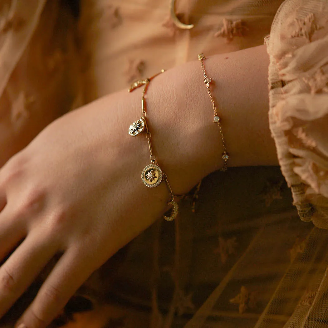 CZ Gold Layered Bracelet - Love By the Moon