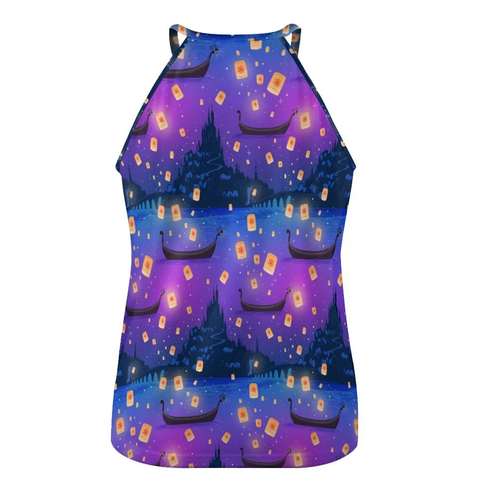 Disney Tangled Rapunzel Floating Lanterns Women's Round-Neck Vest Tank Top