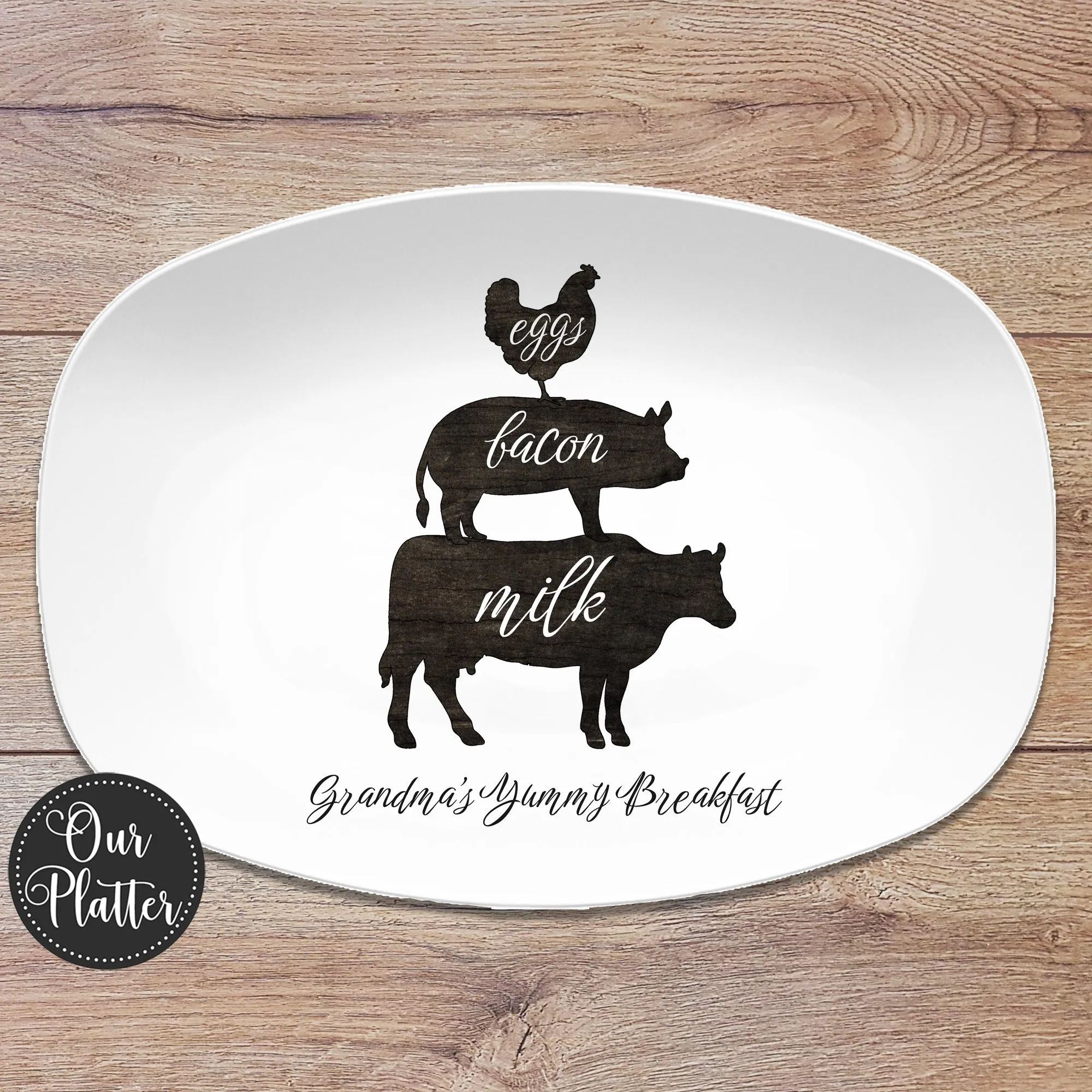 Eggs Bacon Milk Breakfast Personalized Platter