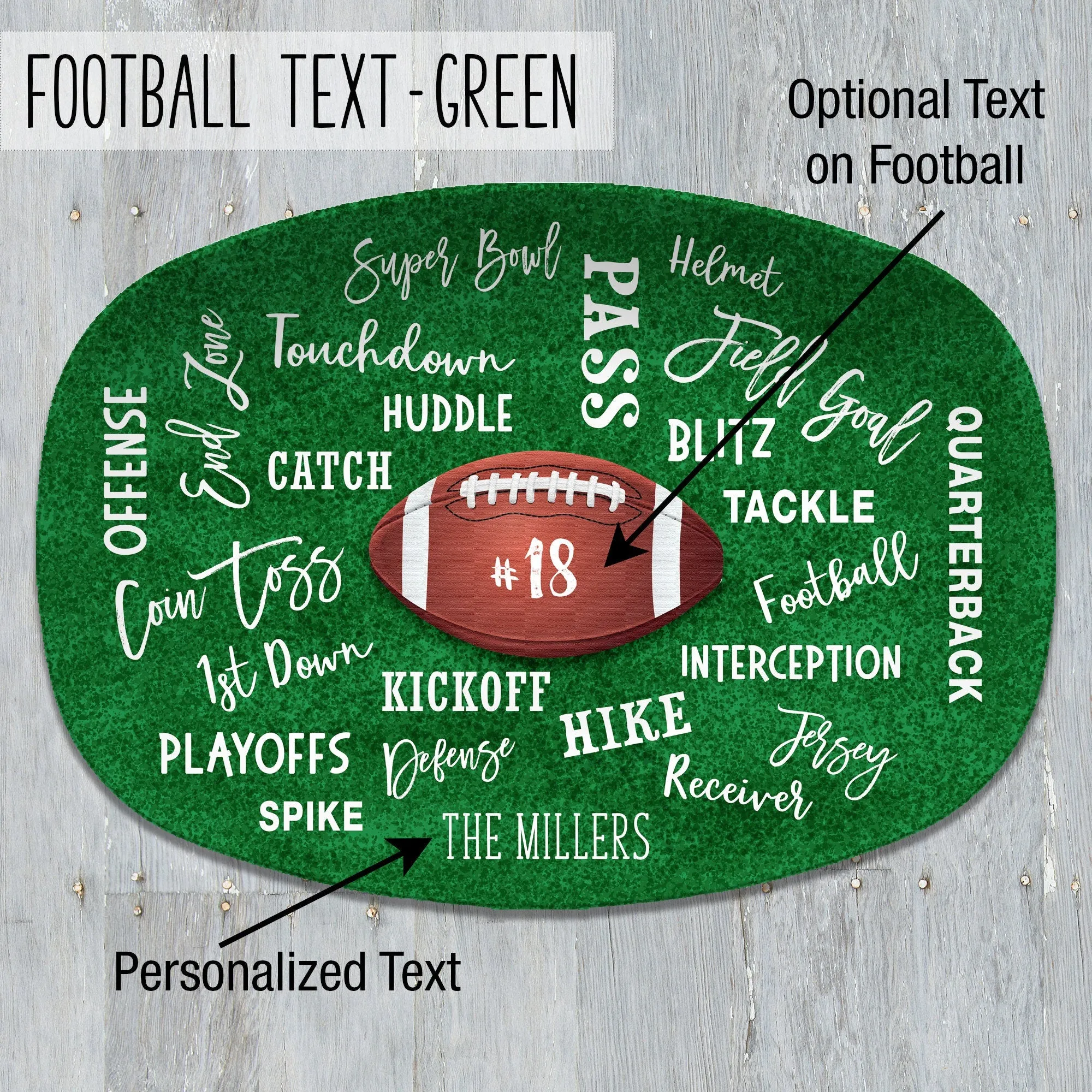 Football Text Superbowl Party Personalized Platter