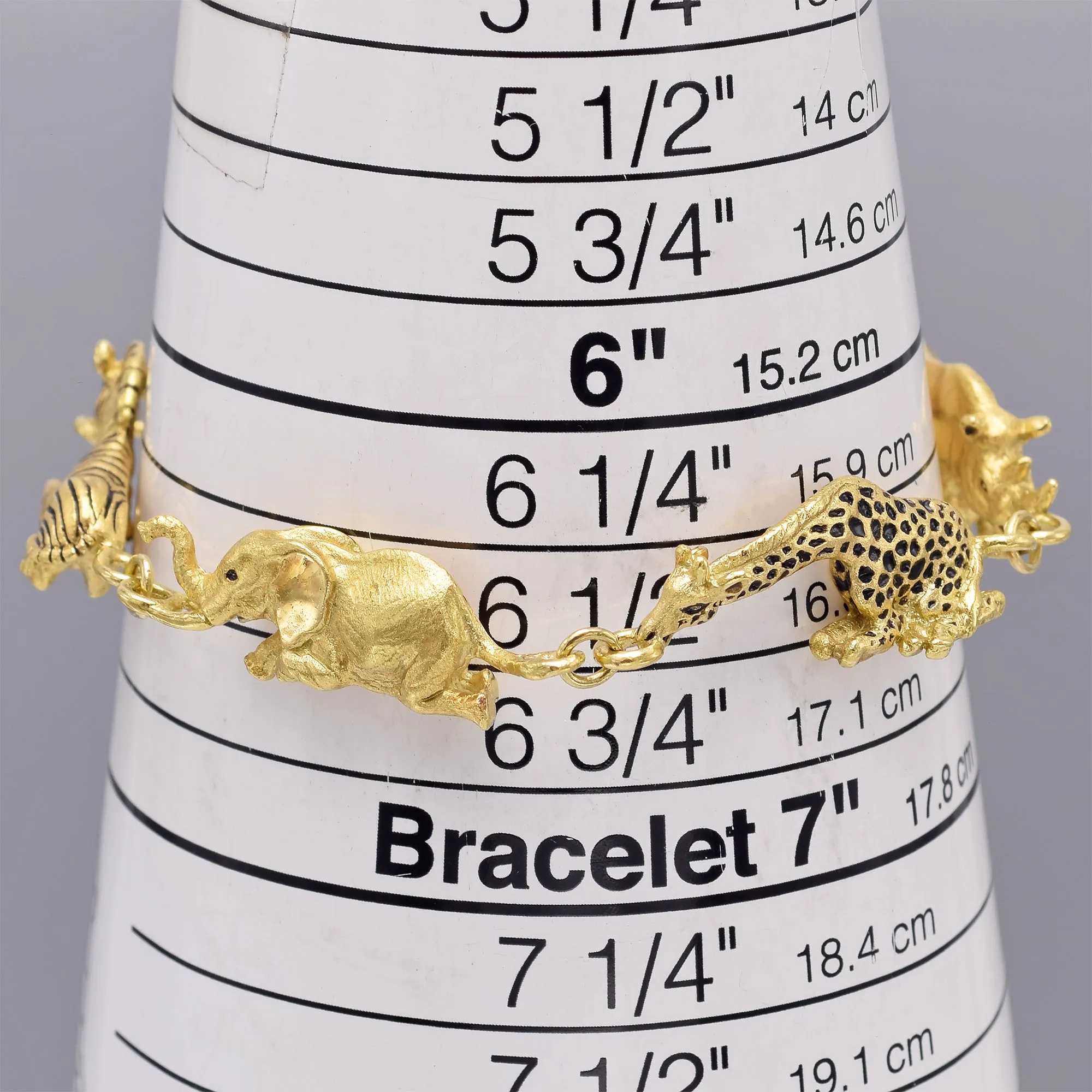 Gayle Bright 18K Yellow Gold African Animals Link Bracelet Limited Edition 27/500