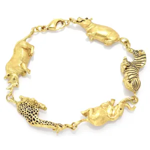 Gayle Bright 18K Yellow Gold African Animals Link Bracelet Limited Edition 27/500