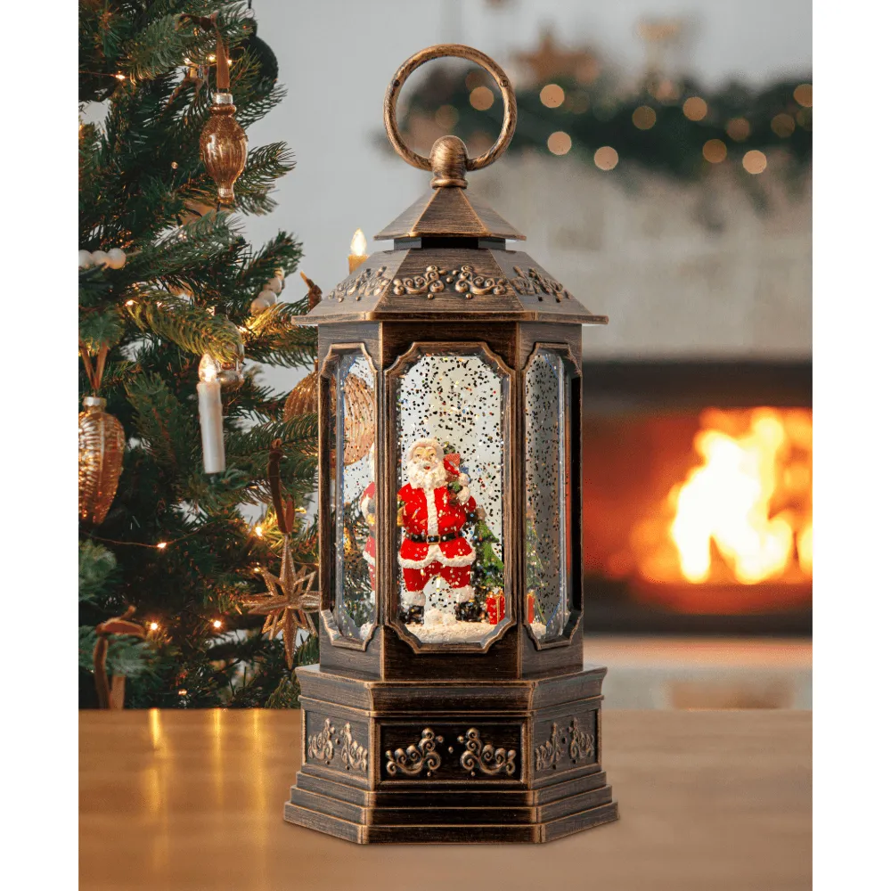 Glitter Swirl Musical Hexagonal Lantern Asst USB