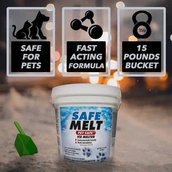 Harris Safe Melt Pet Friendly Ice Melt- 15lb with Scoop Included Inside Bucket