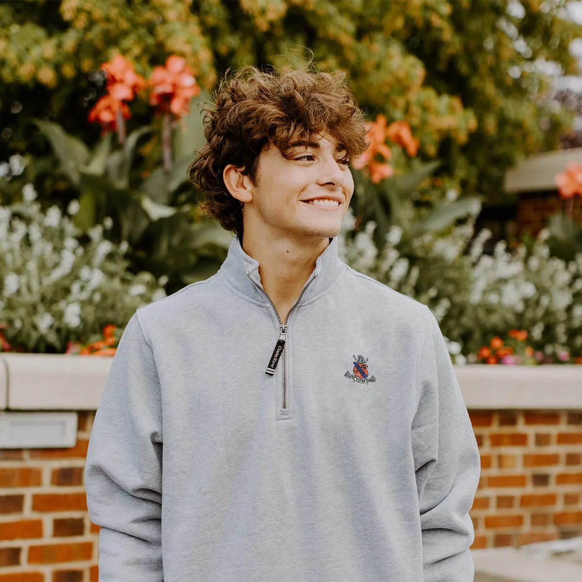 KDR Embroidered Crest Gray Quarter Zip