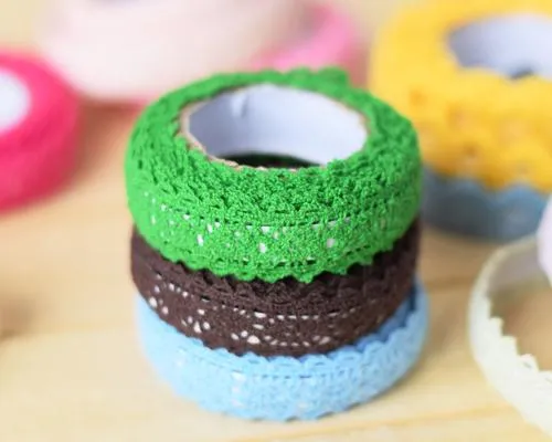 Lace Decorative Masking Adhesive Washi Tape Scrapbook Sticker - 4 Pcs